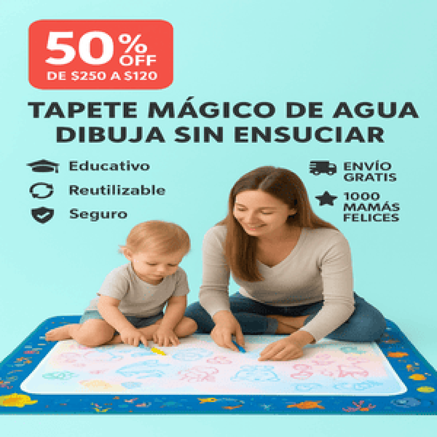 Tapete Mágico Didáctico Para Pintar niño